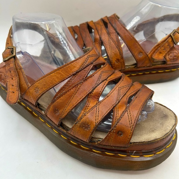 Vintage Dr. Martens Daisy Brown Leather Fisherman Sandals Chunky Women’s SZ 10 - Picture 16 of 17